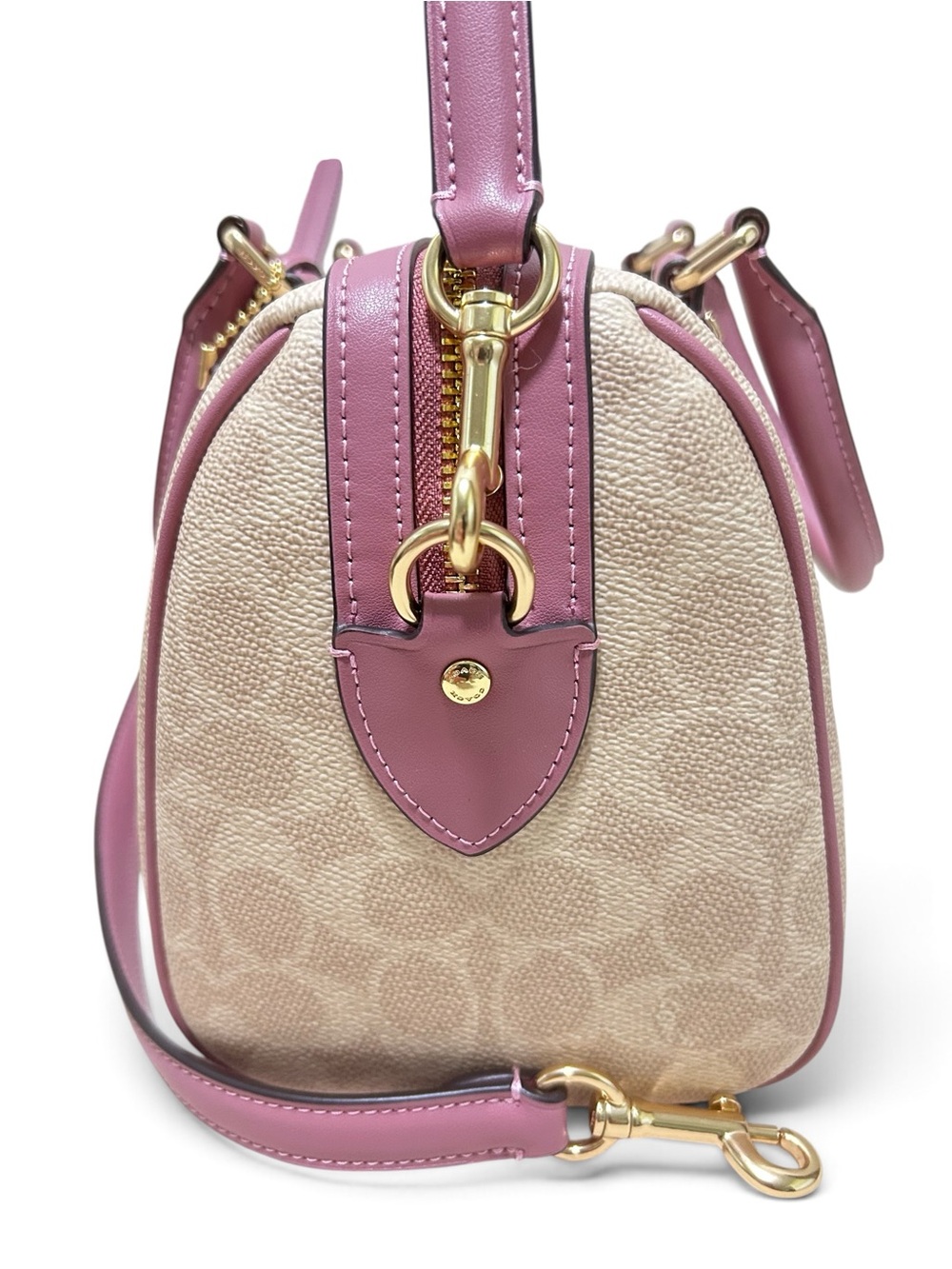 COACH Rowan Heart Charm Signature C Coated Canvas and Smooth Leather Crossbody - Picture 4 of 13
